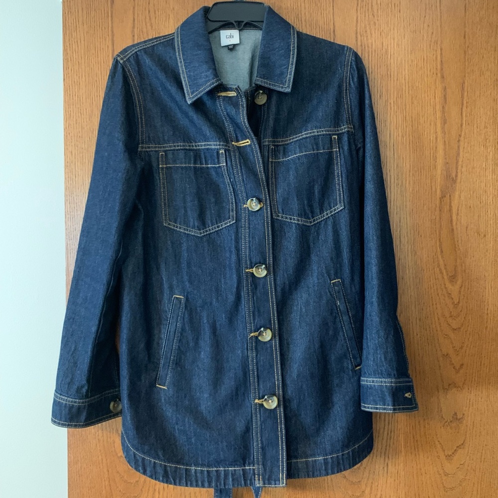 CAbi Indigo Denim Jacket with Button Front